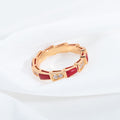 Bvlgari Serpenti Ring Pink Gold Carnelian Cubic Zirconia 3MM