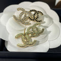 Chanel Double C Gold Stud Earrings