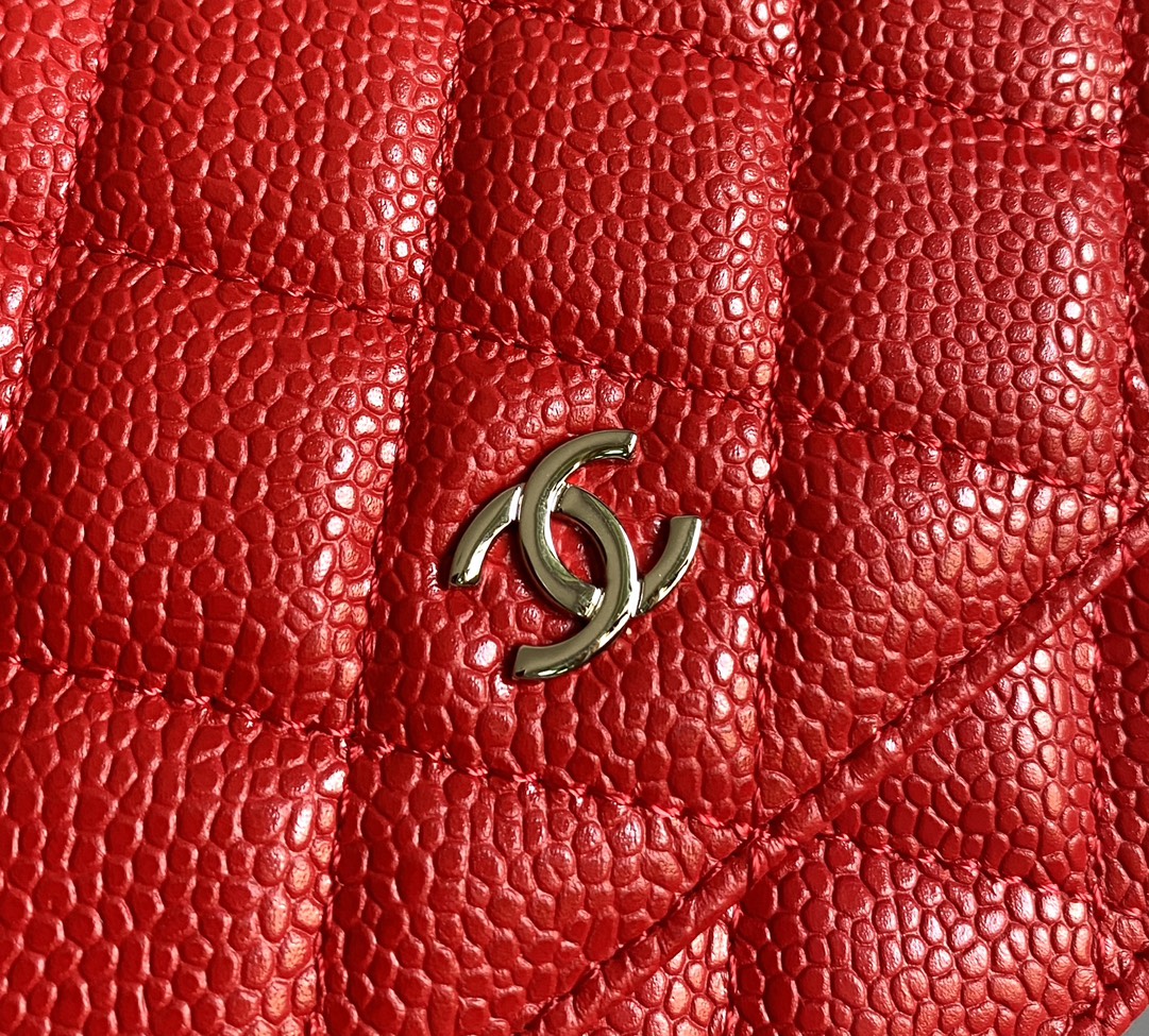Chanel WOC 19 Red Caviar Silver Hardware