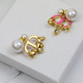 Dior CD Pink Pearl Gold 1 Diamond Earrings