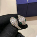 Bvlgari Serpenti Ring Malachite Cubic Zirconia Double Snake
