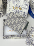 Dior 25S Saddle Jasmine Gusset Card Holder 10 in Gray Oblique Jacquard Canvas